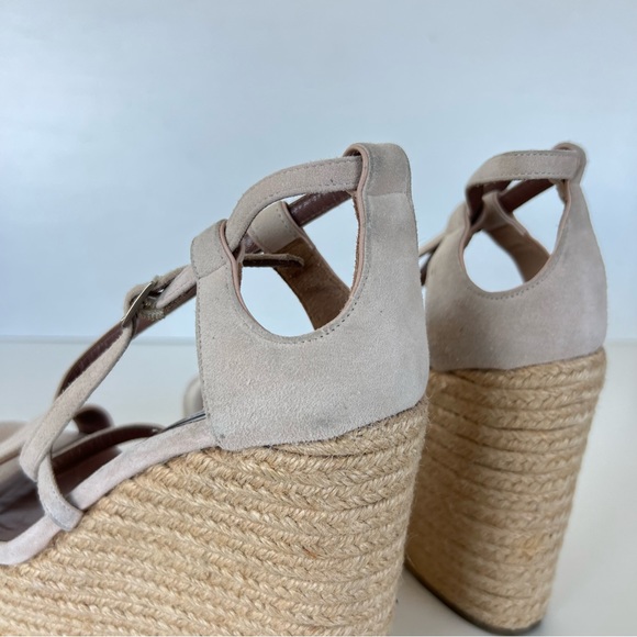 TABITHA SIMMONS Beige Jenny Flesh Kidsuede Platform Wedge Espadrilles Sz 39 M - Picture 13 of 15